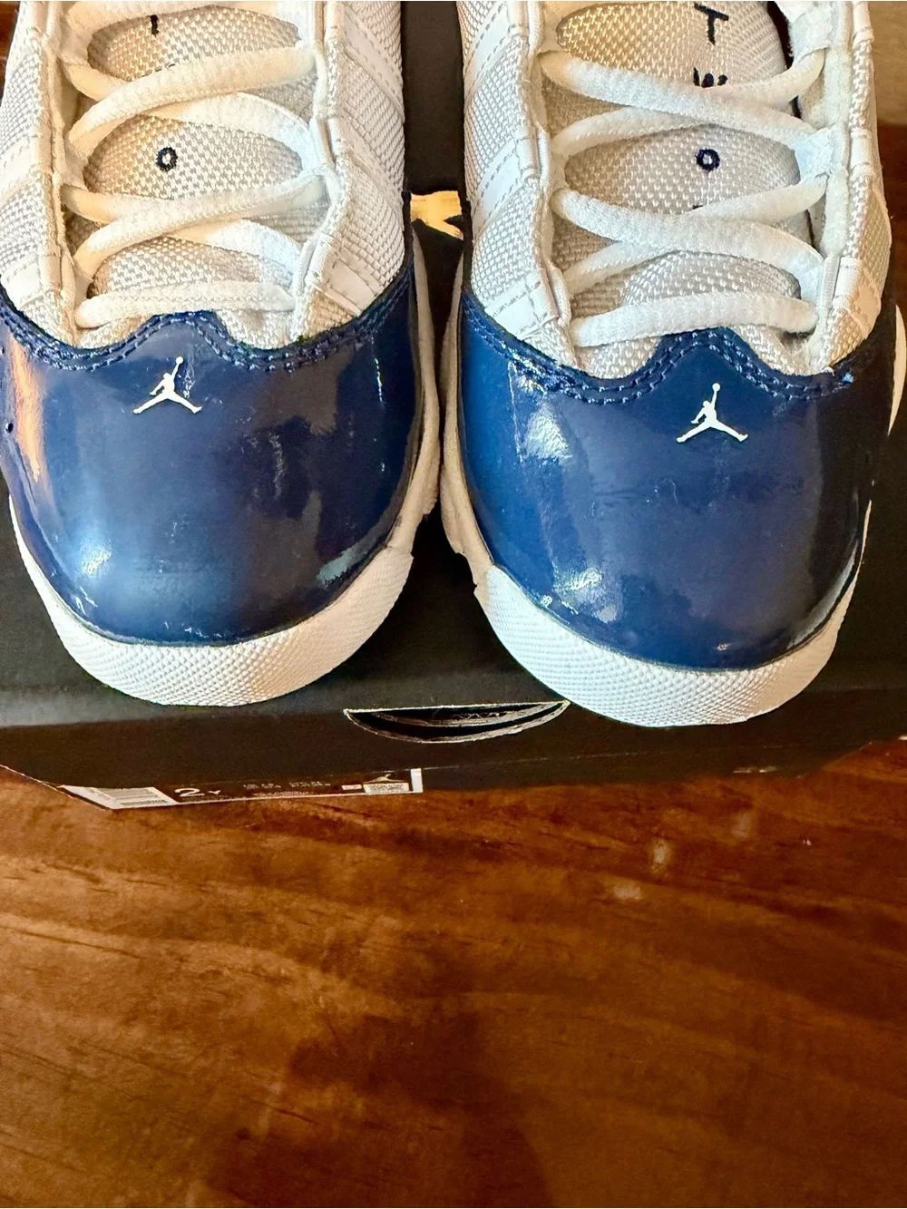 Jordan 6 Rings Boys' Navy and White High-Top Sneakers